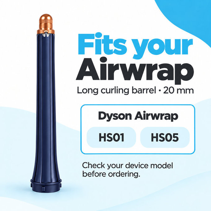 Dlhý kulmovací nadstavec pre Dyson Airwrap HS01, HS05, 20 mm, Prussian Blue / Rich Copper