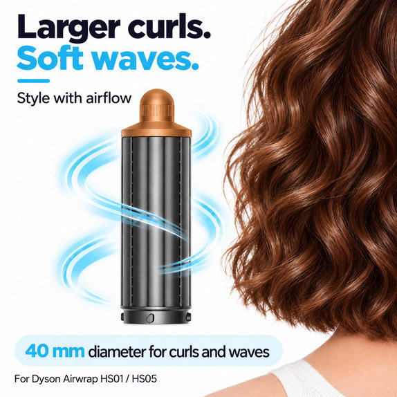 Krátky kulmovací nadstavec pre Dyson Airwrap HS01, HS05, 40 mm, Nickel / Copper