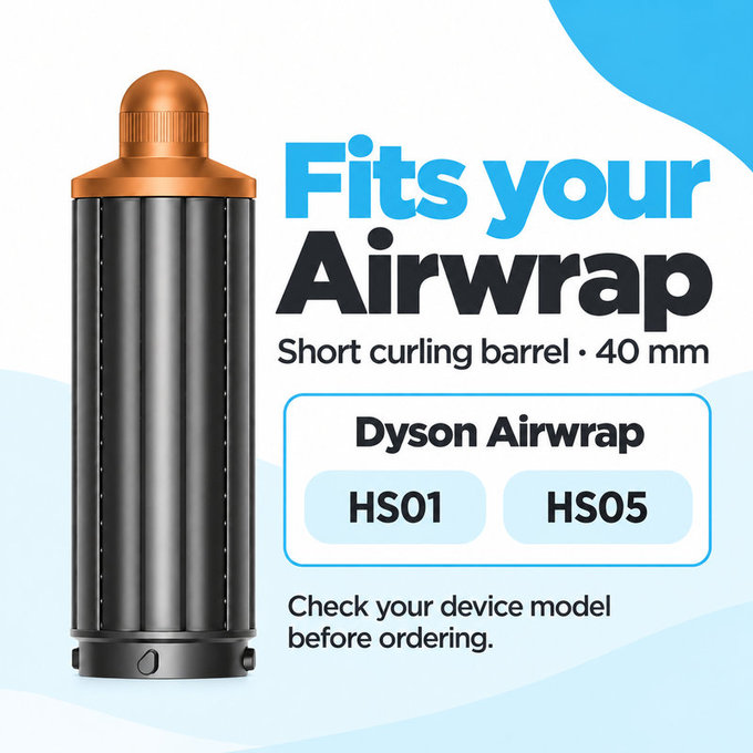 Krátky kulmovací nadstavec pre Dyson Airwrap HS01, HS05, 40 mm, Nickel / Copper