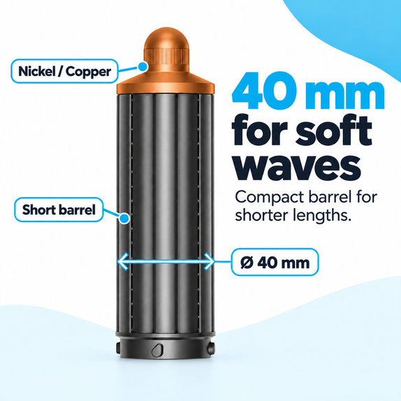 Krátky kulmovací nadstavec pre Dyson Airwrap HS01, HS05, 40 mm, Nickel / Copper