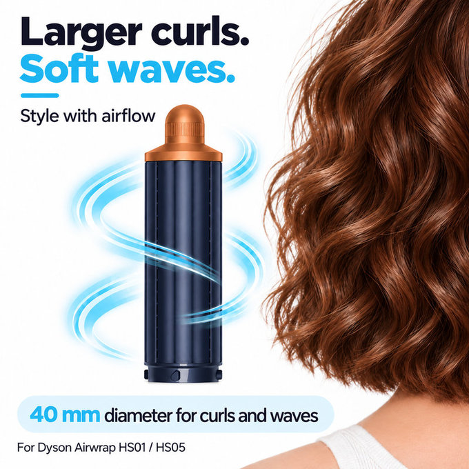 Krátky kulmovací nadstavec pre Dyson Airwrap HS01, HS05, 40 mm, Prussian Blue / Rich Copper