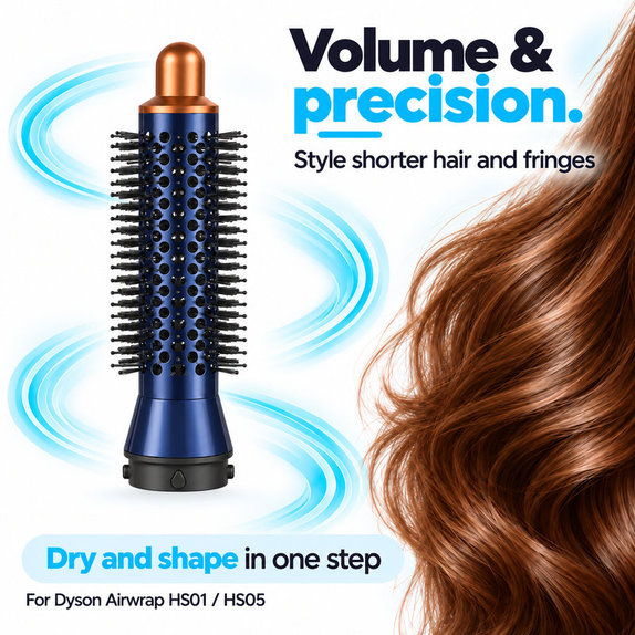 Malá okrúhla kefa na objem pre Dyson Airwrap HS01, HS05, Prussian Blue / Rich Copper