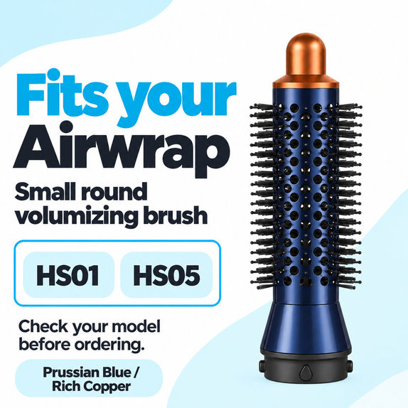 Malá okrúhla kefa na objem pre Dyson Airwrap HS01, HS05, Prussian Blue / Rich Copper