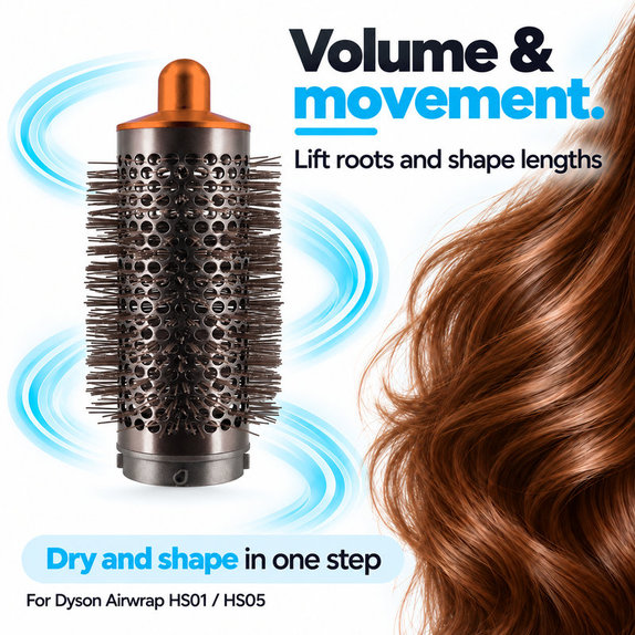 Stredná okrúhla kefa na objem pre Dyson Airwrap HS01, HS05, Nickel / Copper