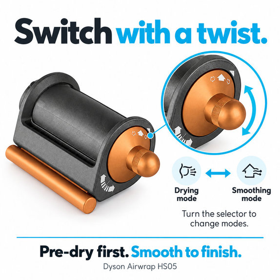 Vyhladzovací a sušiaci nadstavec Coanda pre Dyson Airwrap HS05, Nickel / Copper