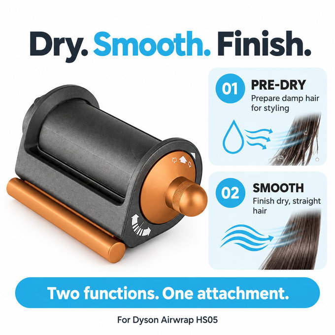Vyhladzovací a sušiaci nadstavec Coanda pre Dyson Airwrap HS05, Nickel / Copper