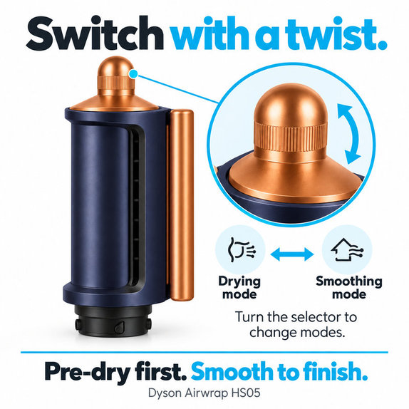 Vyhladzovací a sušiaci nadstavec Coanda pre Dyson Airwrap HS05, Prussian Blue / Rich Copper