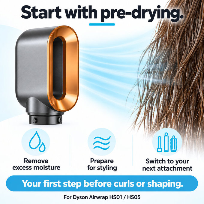 Nadstavec na rýchle sušenie pre Dyson Airwrap HS01, HS05, Nickel / Copper