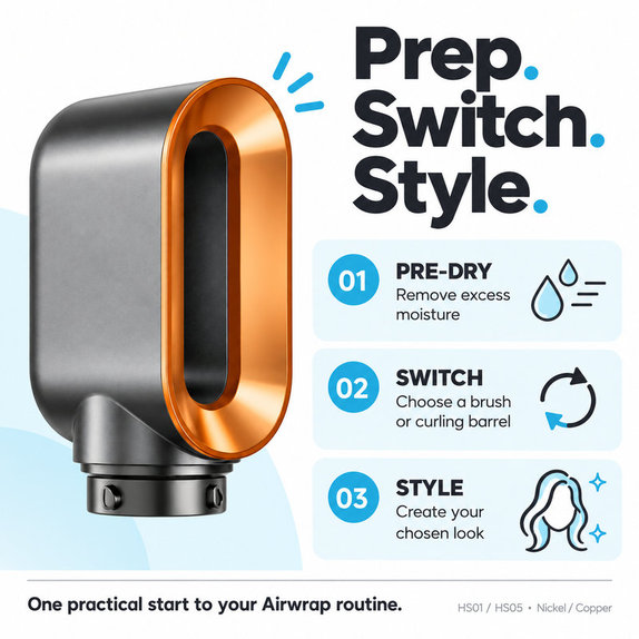 Nadstavec na rýchle sušenie pre Dyson Airwrap HS01, HS05, Nickel / Copper