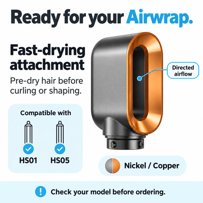 Nadstavec na rýchle sušenie pre Dyson Airwrap HS01, HS05, Nickel / Copper