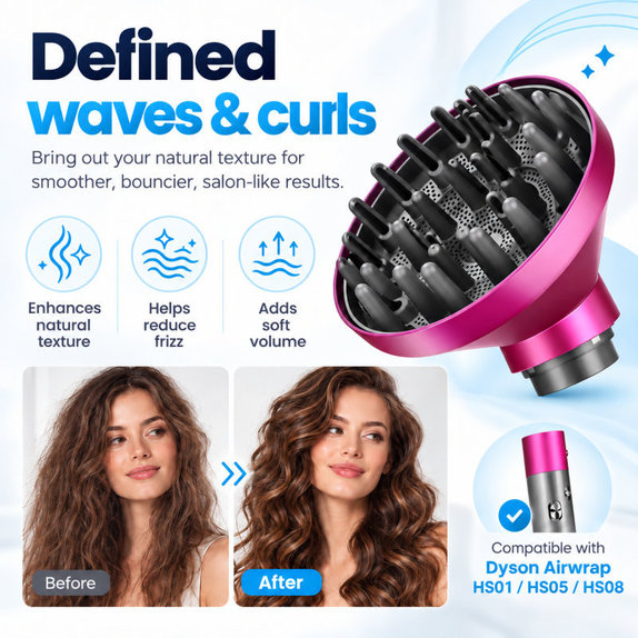 Difuzér Wave + Curl pre Dyson Airwrap HS01, HS05, HS08, Fuchsia
