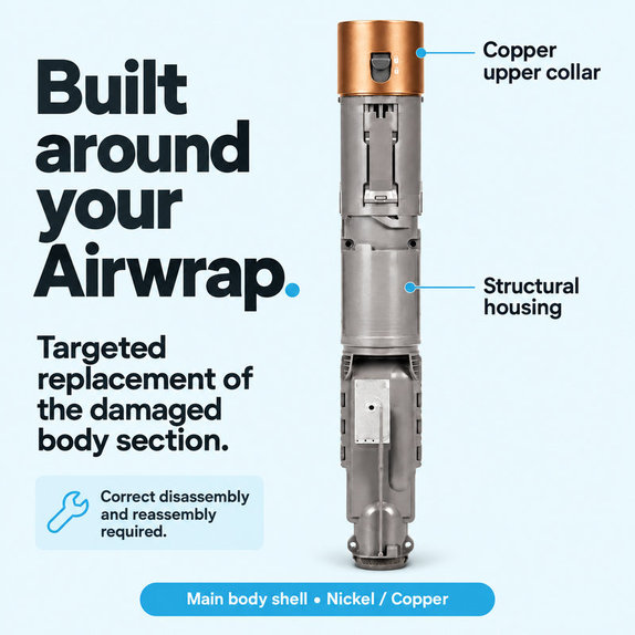 Kryt hlavného tela pre Dyson Airwrap HS01, HS05, Nickel / Copper