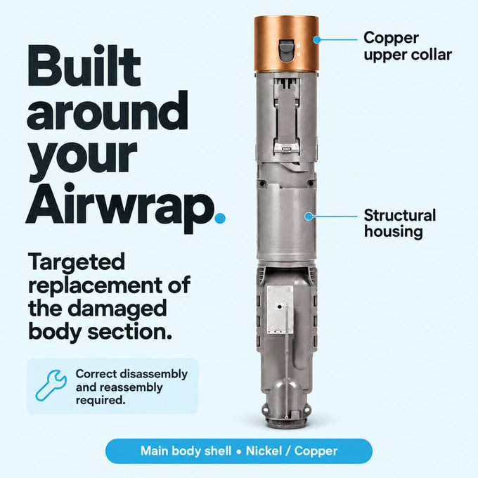 Kryt hlavného tela pre Dyson Airwrap HS01, HS05, Nickel / Copper