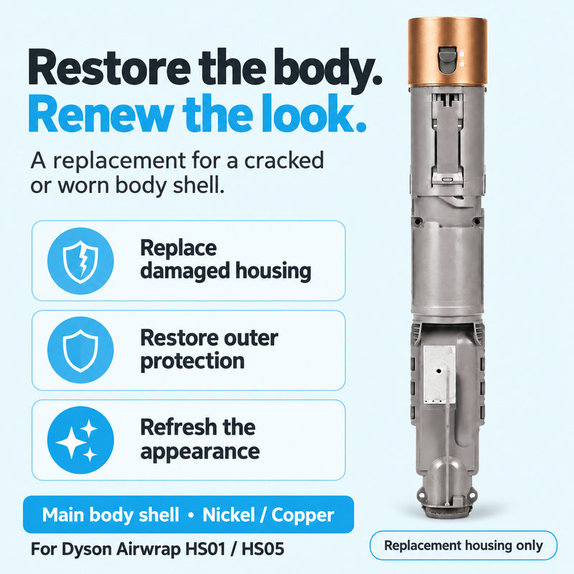 Kryt hlavného tela pre Dyson Airwrap HS01, HS05, Nickel / Copper