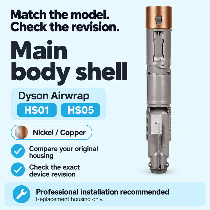 Kryt hlavného tela pre Dyson Airwrap HS01, HS05, Nickel / Copper