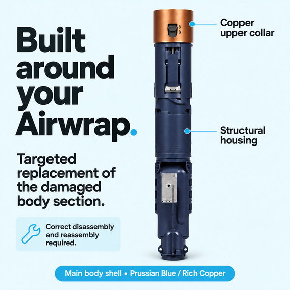 Kryt hlavného tela pre Dyson Airwrap HS01, HS05, Prussian Blue / Rich Copper