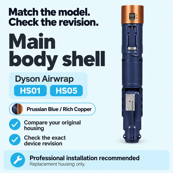 Kryt hlavného tela pre Dyson Airwrap HS01, HS05, Prussian Blue / Rich Copper
