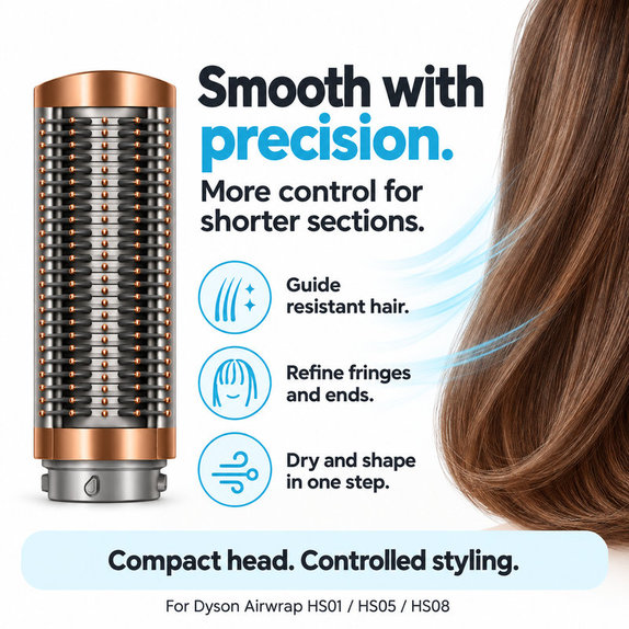 Malá pevná vyhladzovacia kefa pre Dyson Airwrap HS01, HS05, HS08, Nickel / Copper