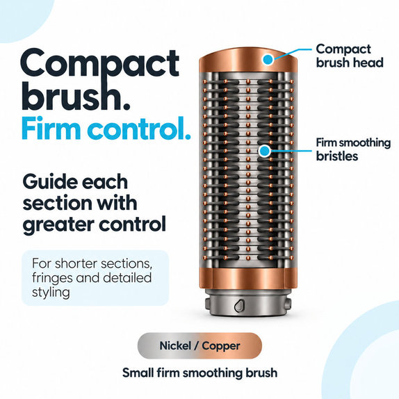 Malá pevná vyhladzovacia kefa pre Dyson Airwrap HS01, HS05, HS08, Nickel / Copper