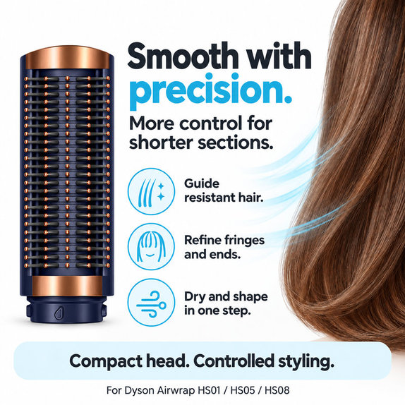 Malá pevná vyhladzovacia kefa pre Dyson Airwrap HS01, HS05, HS08, Prussian Blue / Rich Copper