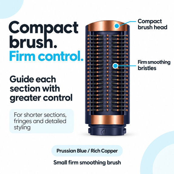 Malá pevná vyhladzovacia kefa pre Dyson Airwrap HS01, HS05, HS08, Prussian Blue / Rich Copper