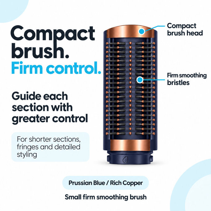 Malá pevná vyhladzovacia kefa pre Dyson Airwrap HS01, HS05, HS08, Prussian Blue / Rich Copper