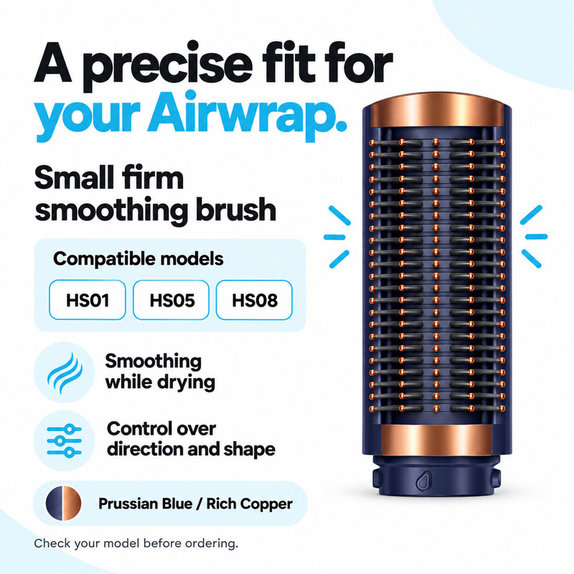 Malá pevná vyhladzovacia kefa pre Dyson Airwrap HS01, HS05, HS08, Prussian Blue / Rich Copper