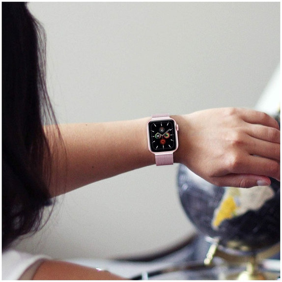 Remienok Milaneseband pre Apple Watch 8 / 9 / 10 / 11 / Se (40 / 41 / 42 mm), Rose Gold, Tech-Protect