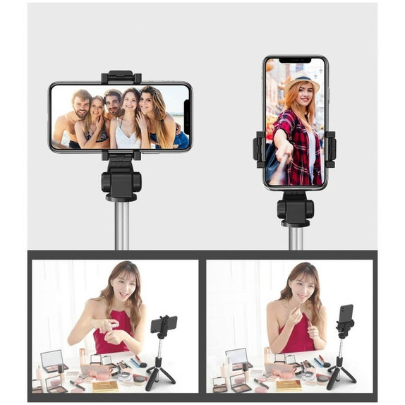 Selfie tyč so statívom L02S, čierna, Tech-Protect