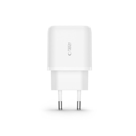 Sieťová nabíjačka C20W 2-PORT PD 20W / QC3.0 + Lightning Cable, biela, Tech-Protect