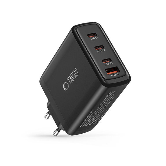 Sieťová nabíjačka NC100W-GAN 4-PORT PD 100W / QC3.0, čierna, Tech-Protect