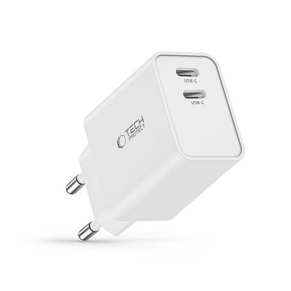Sieťová nabíjačka C35W 2-PORT PD 35W, biela, Tech-Protect