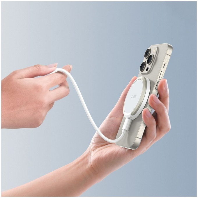 Bezdrôtová nabíjačka QI15W-A33 Magnetic MagSafe, biela, Tech-Protect