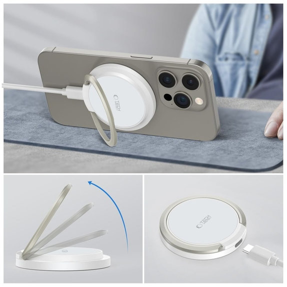 Bezdrôtová nabíjačka QI15W-A33 Magnetic MagSafe, biela, Tech-Protect