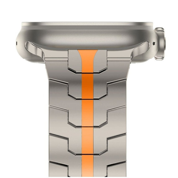 Remienok Stainless Line pre Apple Watch 8 / 9 / 10 / 11 / Se / Ultra (44 / 45 / 46 / 49 mm), Titanium/Orange, Tech-Protect