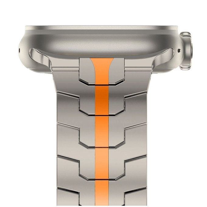 Remienok Stainless Line pre Apple Watch 8 / 9 / 10 / 11 / Se / Ultra (44 / 45 / 46 / 49 mm), Titanium/Orange, Tech-Protect