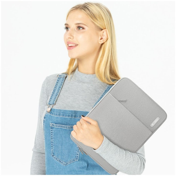 Puzdro na notebook Sleevy 13-14, Crayon Grey, Tech-Protect