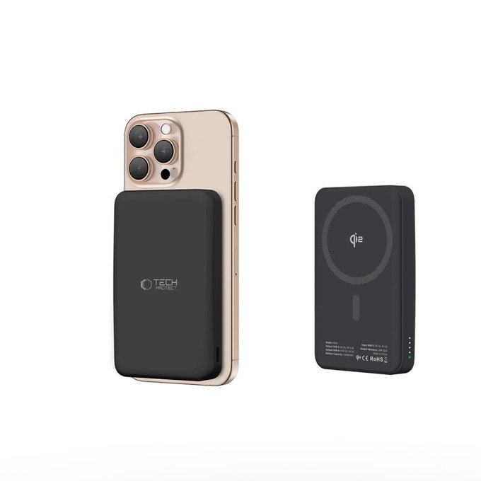 PowerBank PB24 Lifemag Qi2 MagSafe 10000mAh, čierna, Tech-Protect