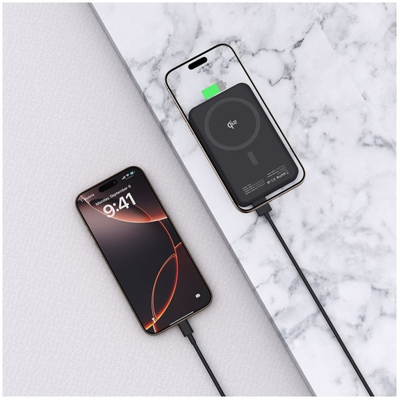 PowerBank PB24 Lifemag Qi2 MagSafe 10000mAh, čierna, Tech-Protect