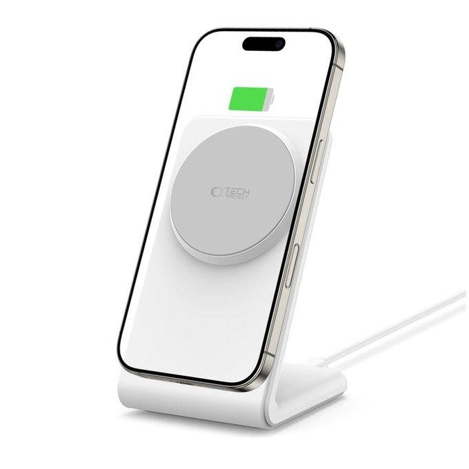Bezdrôtová nabíjačka QI15W-A38 Magnetic MagSafe, biela, Tech-Protect