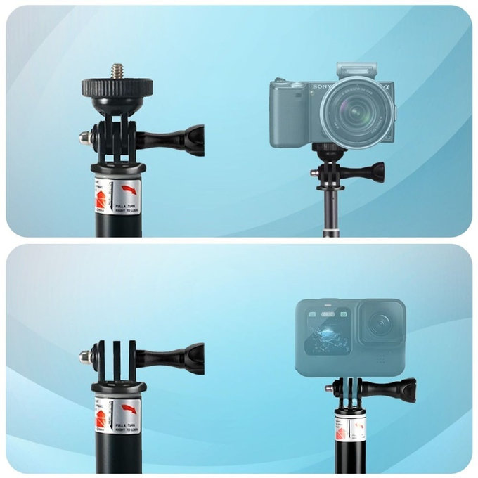 Selfie tyč so statívom GA100 pre GoPro / Dji / INSTA360, čierna, Tech-Protect