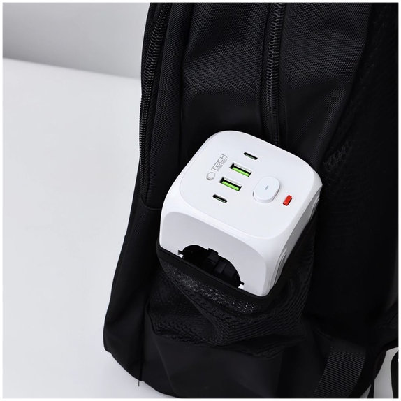 Predlžovací kábel PCL3X4 Power Socket, 2× USB + 2× USB-C, 3 zásuvky, biela, Tech-Protect
