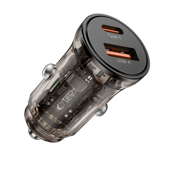 Autonabíjačka CC01 2-PORT PD 45W / QC3.0, čierna, Tech-Protect
