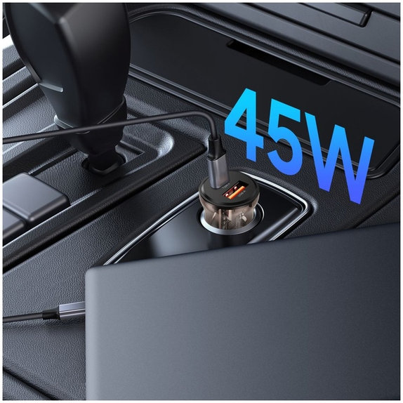 Autonabíjačka CC01 2-PORT PD 45W / QC3.0, čierna, Tech-Protect