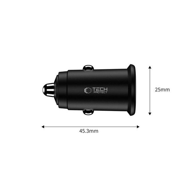 Autonabíjačka CC02 2-PORT PD 35W / QC3.0, čierna, Tech-Protect