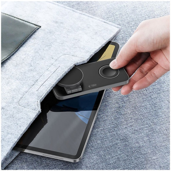 Bezdrôtová nabíjačka QI15W-A47 3IN1 Magnetic MagSafe, čierna, Tech-Protect