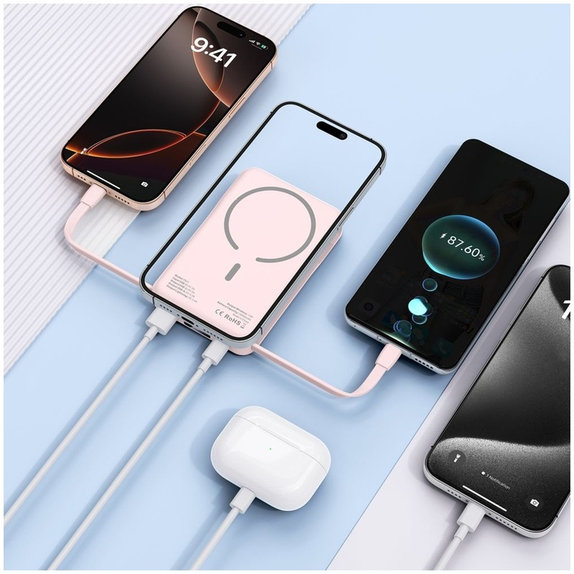 PowerBank PB31 Lifemag MagSafe 10000mAh, ružová, Tech-Protect