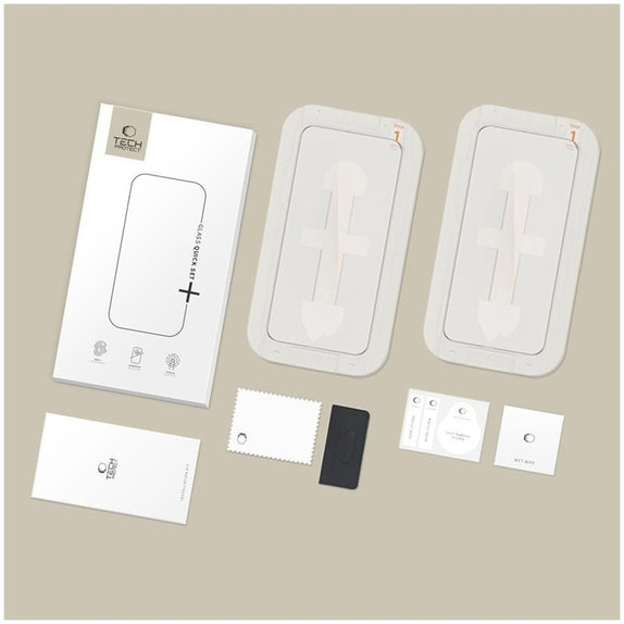 Tvrdené sklo (2ks) Quick Set+ pre iPhone 15 / 16, čierna, Tech-Protect