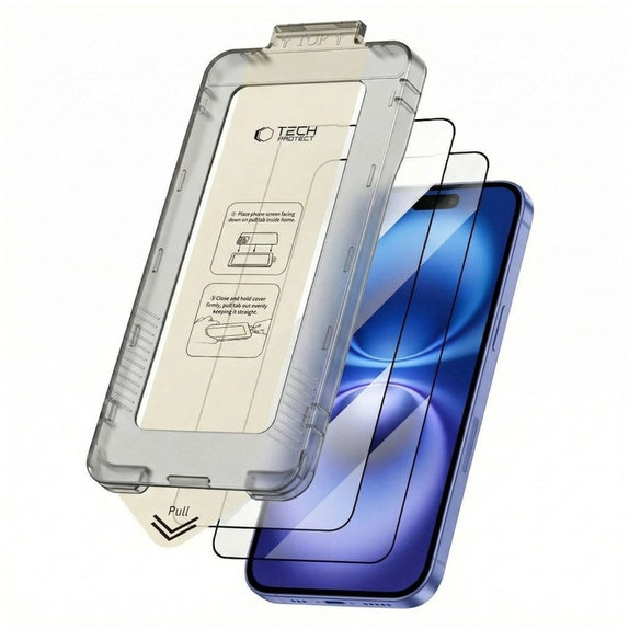 Tvrdené sklo (2ks) Quick Set+ pre iPhone 15 / 16, čierna, Tech-Protect