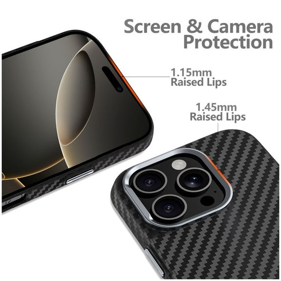 Puzdro Ion Carbon MagSafe pre Samsung S25 Ultra, čierna/strieborná, Tech-Protect